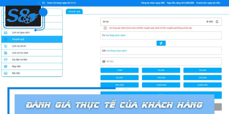 Đánh giá thực tế của khách hàng về quy trình rút tiền S8